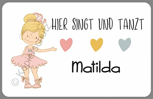 Türschild fürs Kinderzimmer Kinder Namensschild Zimmertür Mädchen Junge Geschenk Geburt Taufe Geburtstag (Ballett)