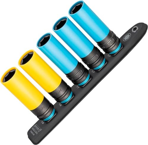 HAZET Smart-Rail 903Slg-SR/5 I magnetische Unterseite, 5 Steckplätzen, robuster Drehverriegelung, Antrieb: Vierkant 12,5 mm (1/2 Zoll) I Kunststoff-Steckleiste perfekt für den Reifenwechsel