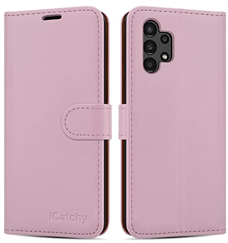 iCatchy for Samsung Galaxy A13 4G Case Leather Wallet Book Flip Folio Stand View Cover Pouch for Samsung Galaxy A13 4G (Rose Gold)