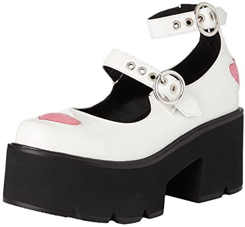 LAMODA - Women's Rosey Love Chunky Platform Dolly Shoes, White UK 6