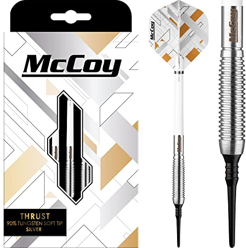 McCoy Darts D6103 Thrust | Premium 90% Wolfram Soft Tip Darts Set | Silber 22g