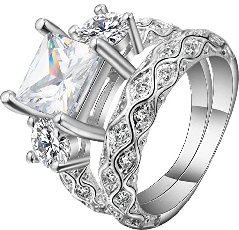 Hoisy Ringe Frauen, Memento Mori Ring Stapelbares Ringset Silber Quadrat Größe 54 (17.2) Hochzeitsringe Antragsring Ringe, Damen Schmuck