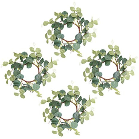STOBOK 4 Stücke Ostern Kerzenringe Eukalyptus Kerzenkranz Frühlingskranz Osterkranz Kerzen Kranz Ringe Kerzenhalter Osterdeko für Stumpenkerzen Stabkerzen Frühling Landhaus Deko