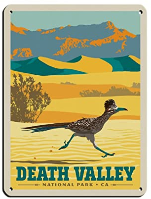 Oudrspo Vintage Travel Poster Death Valley Roadrunner Retro Poster Metall Blechschild Retro Eisen Malerei für Bar Man Cave Cafe Familie Garage Poster Wanddekoration 30,5 x 40,6 cm