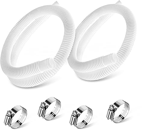 3,2 cm Poolschlauch Ersatz für Intex Pumpe – 150 cm langer Schlauch für oberirdische Pools 330GPH 530GPH 1000GPH Filterpumpe (2 Schläuche mit 4 Klemmen)