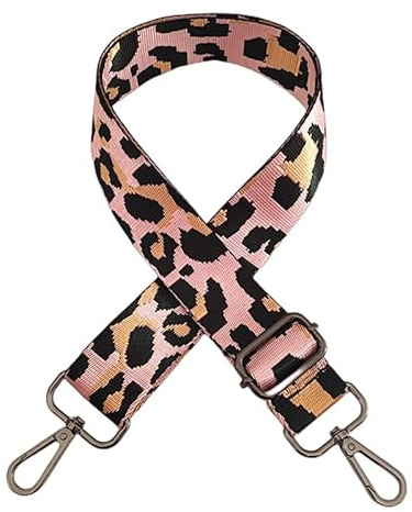 Bunt Schultergurt Leopard Muster Längenverstellbarer Tragegurt für Handtaschen 3.8cm Breiter 75-130cm Schulterriemen Umhängegurt Herren Taschenriemen Damen DIY Zubehör für Tasche -Rosa