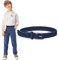 WHIPPY Kinder Gürtel Elastik Unisex Geflochtener elastischer Stretch Gürtel gewebter gürtel für Jungen und Mädchen Endspitze aus Leder mit Dornschließe, 3 cm breite,blau 90cm