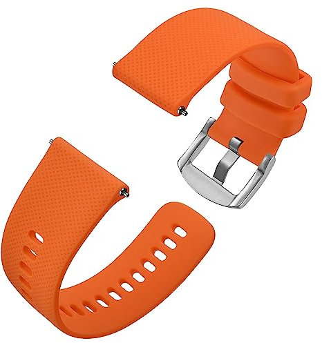 Anbeer Bracelets de Montres en Silicone pour Femme Homme, 16mm Bracelets de Montre en Caoutchouc à Déclenchement Rapide,Orange