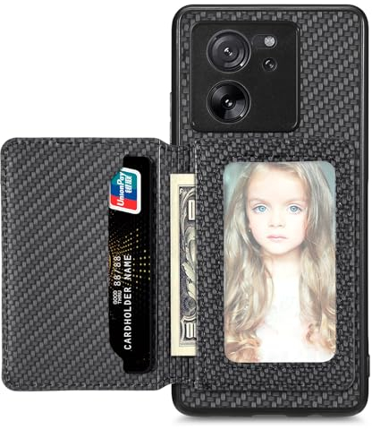 MOJIA Hülle für Xiaomi Mi 13T / 13T Pro, Ultra Dünn TPU rutschfeste, Stoßfeste Handyhülle, Schutzhülle mit Kartentasche und RFID-Abschirmung. Schwarz