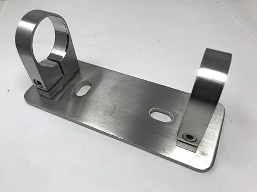 Supporto per pali in acciaio inox per ringhiera – ancoraggio da parete per tubo in acciaio inox da 42,4 mm 180 x 70 x 6 mm – Supporto da parete regolabile per tubo rotondo con due morsetti / morsetto