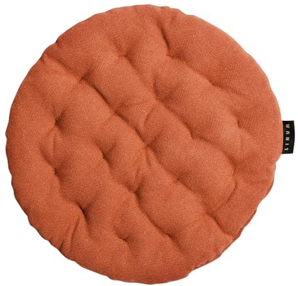 LINUM Pepper Elegantes Rundes Sitzkissen für Indoor und Outdoor Ø 37cm, 100% Baumwolle, Waschbar, Rostorange