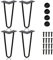 Ansobea Lot de 4 pieds de table en métal noir avec 2 pieds en épingle à cheveux, pour bureau, table et table basse, pieds de table en épingle à cheveux avec protections de sol et vis (20 cm)