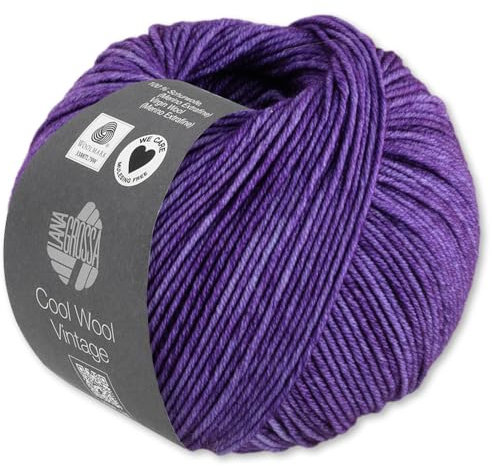 Frida's Wollhaus Lana Grossa 50 g Cool Wool Vintage Merino Wolle Garn Stricken Häkeln viele Farben (7372 | Violett)