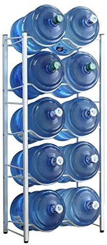 DLAZUM Wasserkrug-Halter, hohe Kapazität, Wasserkühler, Krughalter für 6/8/10 Flaschen, 5 Gallonen, robust, stapelbar, platzsparend, Wasserkrug-Regal mit Bodenschutz (Farbe: Silber, Größe: 3 Etagen