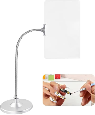 4-fache Lupe mit Ständer, 25,4 x 15,2 cm, flexibler Schwanenhals-Vergrößerungsglas, große Seitenlupe zum Lesen von kleinen Drucken, schwacher Sicht und Senioren (Silber)