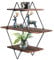 FS-PINGXIANG 3 Tier Diamond Rhombus Floating Pipe Shelving Industrial Wall Mounted Ladder Shelf Hanging, Metal Frame Wood Shelf Display Storage Home Decor Shelves for Living Room Kitchen Balcony