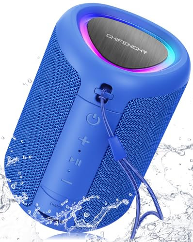 Portable Bluetooth Speaker with Lights, Stocking Stuffers, Powerful Crystal Clear Sound, IPX5 Waterproof, All Day Playtime, BT 5.3, TWS Paring, Small Wireless Speaker for Outdoor, White Elephant Gifts