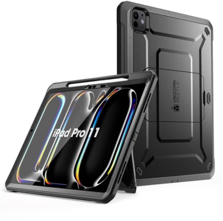 SUPCASE für iPad Pro 11 Zoll Hülle M5/M4 2025/2024 6./5. Generation mit Stifthalter Bumper Case 360 Grad Schutzhülle Cover [Unicorn Beetle Pro] mit Displayschutz und Ständer (Schwarz)