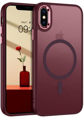 YINLAI for iPhone XS Max Magnetic Case [Compatible with Magsafe] Skin Feeling Slim Frosted Translucent Shockproof Phone Case for Women Girls Phone Case for iPhone XS Max 6.5,Plum