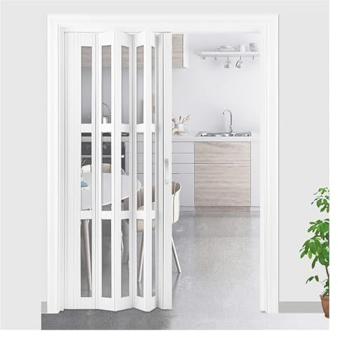 HDYZJQ Falttür 75 88 94 106 152 186 189 195 cm Küchen-Speisekammer-Schiebetür, Milchglas-Falttür, Schränke & Innenräume Raumteiler/Einziehbare Falttüren(78x80in(198.1x203cm))
