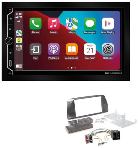 ESX VMX700DAB 2-DIN Autoradio kompatibel mit Wireless Apple CarPlay Android Auto Bluetooth DAB+ passend für Alfa Romeo Giulietta 2010-2014 Silber
