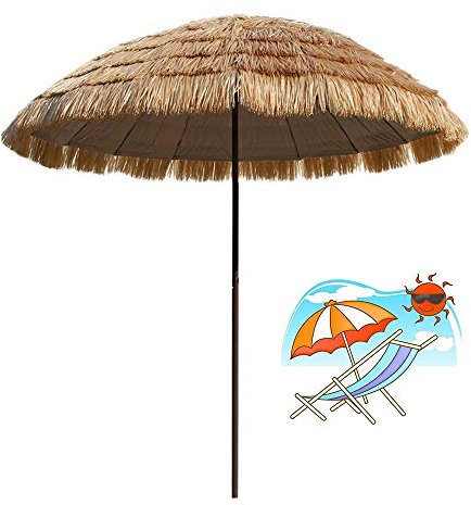 QUSYZD Parasols de paille de plage de 6,56 pieds pour l'ombre, parasols en paille avec fonction d'inclinaison, abat-jour extérieur imperméable, pliable et portable, po,
