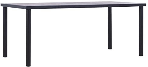 Rantry Esstisch Schwarz und Grau Zement, 180 x 90 x 75 cm aus MDF, Gartentisch, Küchentisch, Gartentisch