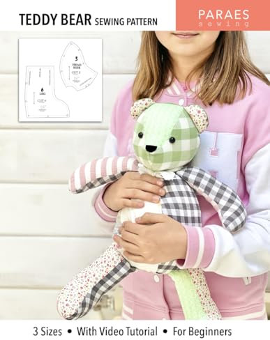 Teddy Bear Sewing Pattern: 3 Sizes - With video tutorial - For Beginners (Paraes Sewing Patterns)
