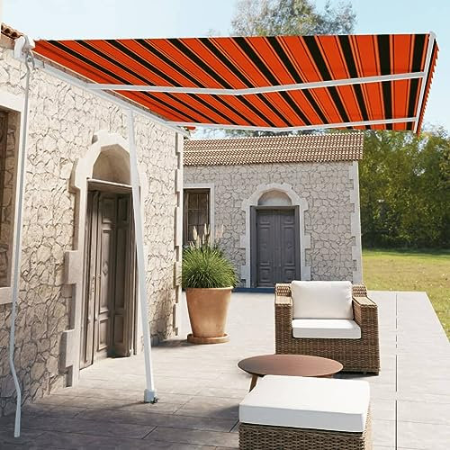 Lawn & Garden - Tenda da sole autoportante manuale, retrattile, 350 x 250 cm, colore: arancione/marrone