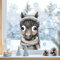 Sunnywall Fensterbilder Winter für Kinder Tiermotive in Winterszene als statisch haftende Fenstersticker, WIEDERVERWENDBAR (Esel, A3 Bogen)