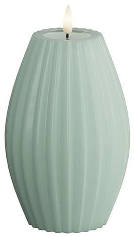 Deluxe Homeart Stripe Flameless LED Candle - with Real Flame™ Technology - Battery Powered Candle (Sage Green, 10 x 15 cm)
