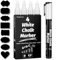 Chalk Pens, 4 Pack White Liquid Chalk Markers Wipe Erasable Pen 3mm and 6mm Reversible Tip with 48 Jar Labels for Blackboards, Windows, Glass, Chalkboards, Signs, Art