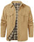 Svanco Chemise Homme De Mi-saison Avec Doublure À Carreaux, Col Montant, Veste Cargo Pour Le Printemps Et L'automne