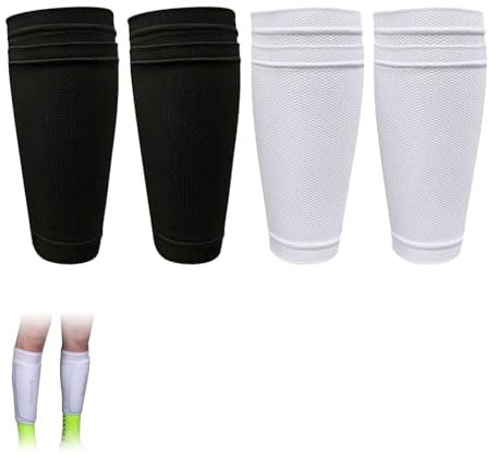 VILITI 2 Pairs Football Shin Pads Sleeves with Comfort Pocket, Shin Guard Socks for Men, Breathable Shin Pads - Durable, Abrasion Resistant for Shin Defender