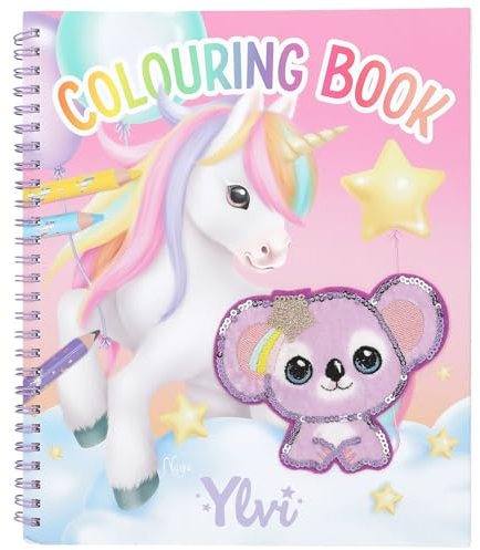 Depesche 13587 Ylvi - Malbuch mit 40 Seiten vorgedruckter Einhorn Motive zum Ausmalen, inkl. 1 Stickerbogen