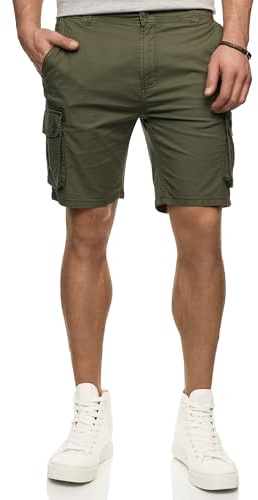Indicode Herren INLanny Cargo-Shorts Bermuda aus Baumwolle mit 6 Taschen | Robuste Cargo Shorts in weicher Baumwollqualität mit 6 Taschen, kurze Hose, Bermudas, Herrenshorts, Outdoorhose für Männer