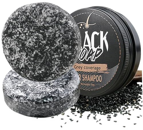 Gray Reverse Bar Soap, Gray Hair Reverse Bar 2 Pcs Black Shampoo 55 Grams Black Soap for Natural Ingredients Hair Shampoo for Women and Men Refresh Scalp ＆ Restore Shiny