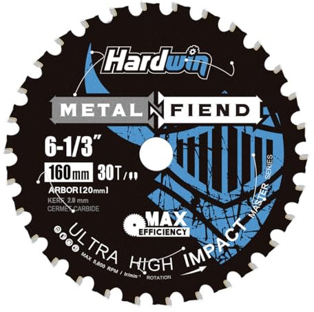 HARDWIN Lame de scie circulaire pour métal - 160 mm (30 dents) - Plaques de coupe en céramique sur acier de qualité supérieure - Coupe de refroidissement avec peu d'étincelles - Pour acier inoxydable