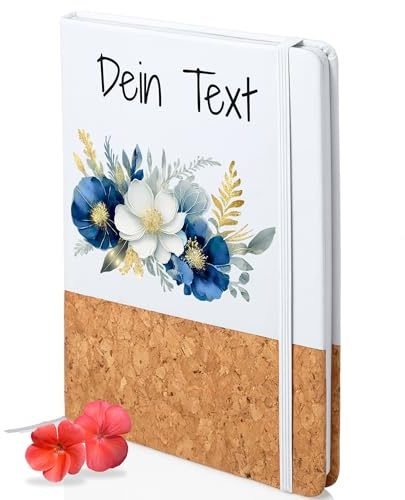 GRAZDesign Personalisiertes Notizbuch mit Namen und Blumen Individuell DINA 5 unliniert als Geschenk