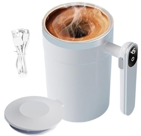 eizliyorum Self Stirring Coffee Mug,Automatic Magnetic Mixer 400ml - Electric Tea Mixing Cup with LCD Temperature Display - for Home Travel Latte Cocoa Tea Cafe Drinks Hot Chocolate