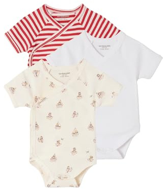 Vertbaudet 3er-Pack Baby Bodys Wickelform mit kurzen Ärmeln, Bio-Baumwolle