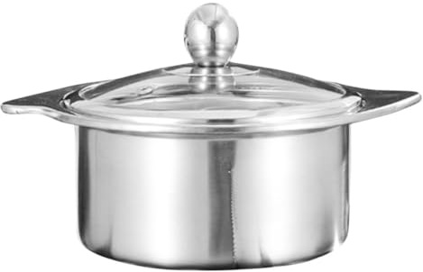FUOYLOO Two-Flavor Stainless Steel Hot Pot Pan 16Cm with Divider for Stovetop Cooking for Restaurant and Home Use