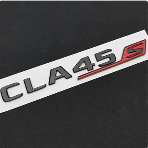YSABVCP 3D ABS Chrom Passend for Mercedes CLA 45 S AMG C117 C118 CLA45S Turbo Kofferraumabzeichen Emblem Logo Aufkleber Buchstaben Autozubehör(CLA45S Black Red)