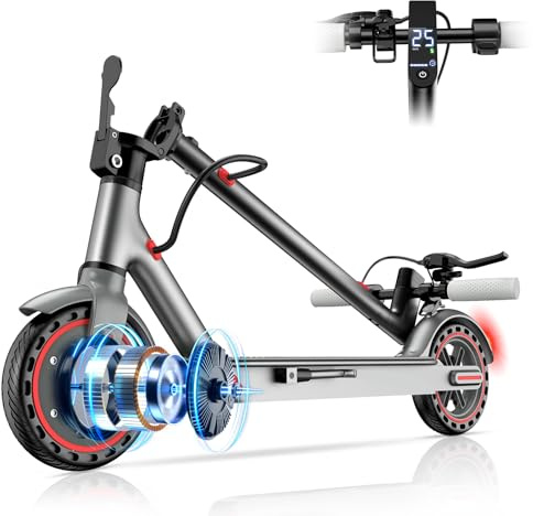 Keemigo Electric Scooter, 350W Motor, 8.5 Tires,Top Speed 25Km/h,33km Long-Range,Electric Scooter for Adults with Dual Lighting System and Drum Brake,Smart APP Control(D8 Pro RED 33KM)