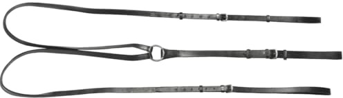AMKA Dreieckszügel verstellbar, Wienerzügel Leder ideal zum Longieren Warmblut SCHWARZ