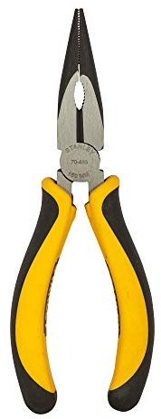 STANLEY 70-483 6'' Sturdy Steel Long Nose Plier Double Color Sleeve (Yellow and Black)