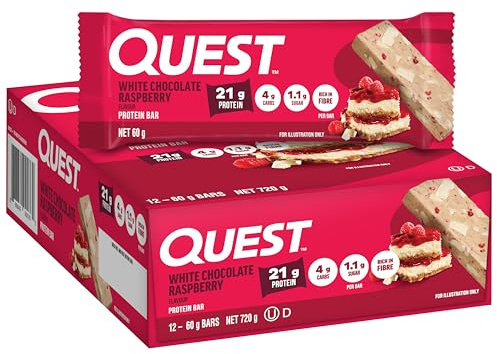 Quest Nutrition Protein Bar, White Chocolate Raspberry, 2.12 Ounce, 12 Count