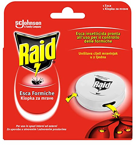 Raid Esca Formiche, Pronta all'Uso, Confezione da 1 Esca Insetticida per Uso in Spazi Interni ed Esterni
