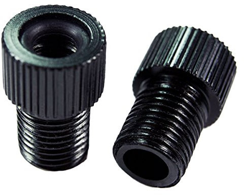 2x Fahrrad Color Alu Ventiladapter SCHWARZ - DV SV Dunlop / Französisches Ventil auf KFZ Autoventil AV - mit Dichtring