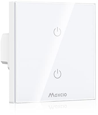 Interruptor WiFi, Maxcio Interruptor inteligente de pared compatible con Alexa Echo y Google Home, interruptor de luz inalámbrico, función de temporizador (línea neutra necesaria) - 2 canales